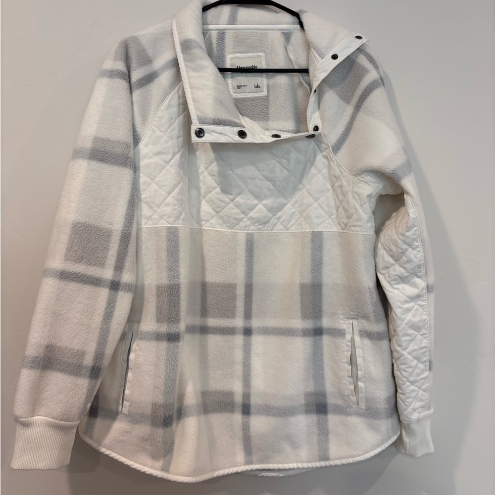 Abercrombie & Fitch White Fleece Jacket